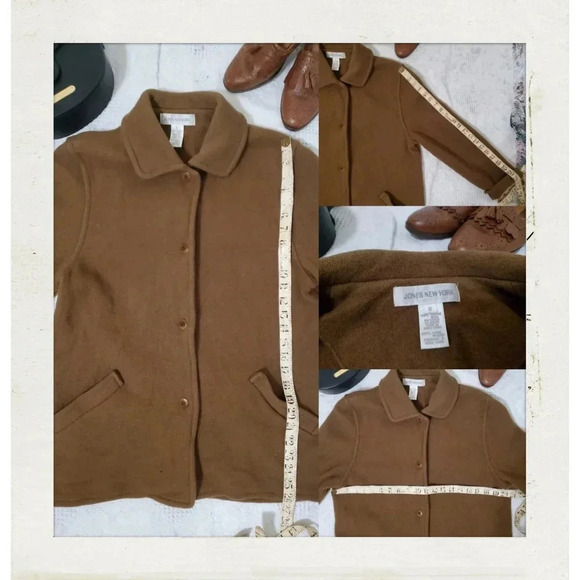 Jones New York | Tan Brown Wool Country Southwestern Preppy  Small Jacket - Picture 7 of 7